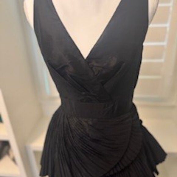 Black Pleated Tiered Cocktail Dress - Picture 3 of 6